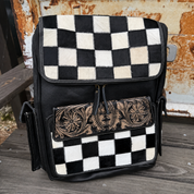 Cowhide Canyon Checkerboard Backpack - Black