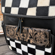 Cowhide Canyon Checkerboard Backpack - Black
