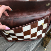 Cowhide Canyon Checkerboard Backpack - Brown