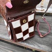 Cowhide Canyon Checkerboard Backpack - Brown