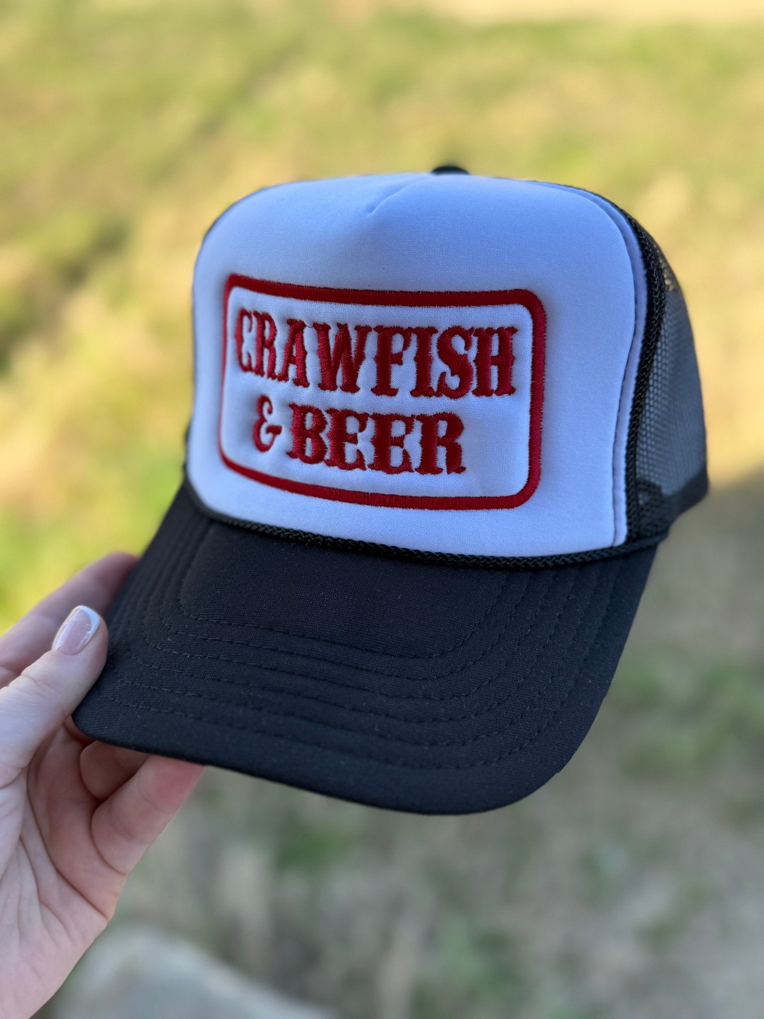 Crawfish And Beer Embroidered Trucker Hat