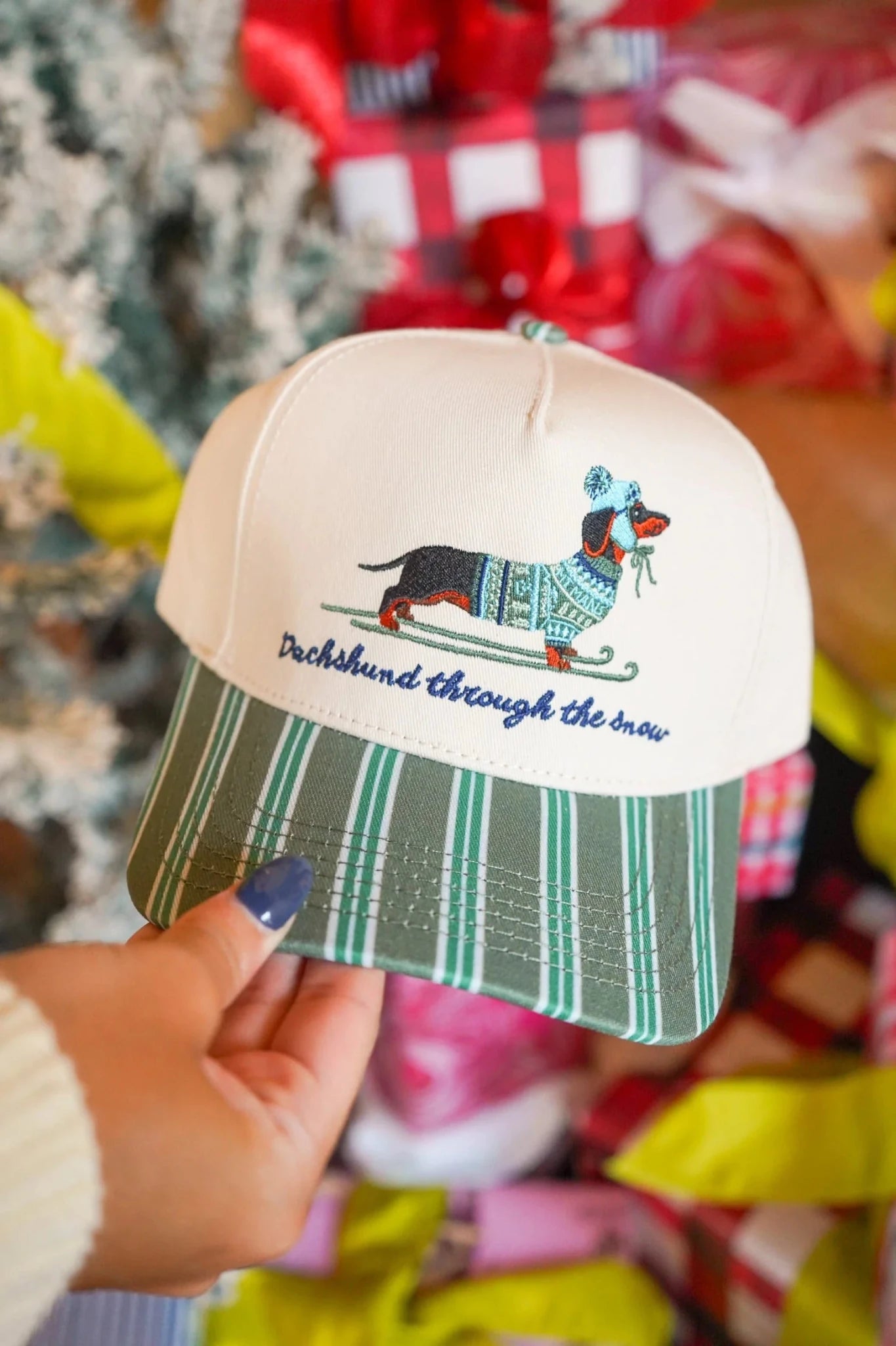Dachshund Through the Snow Embroidered Trucker Hat