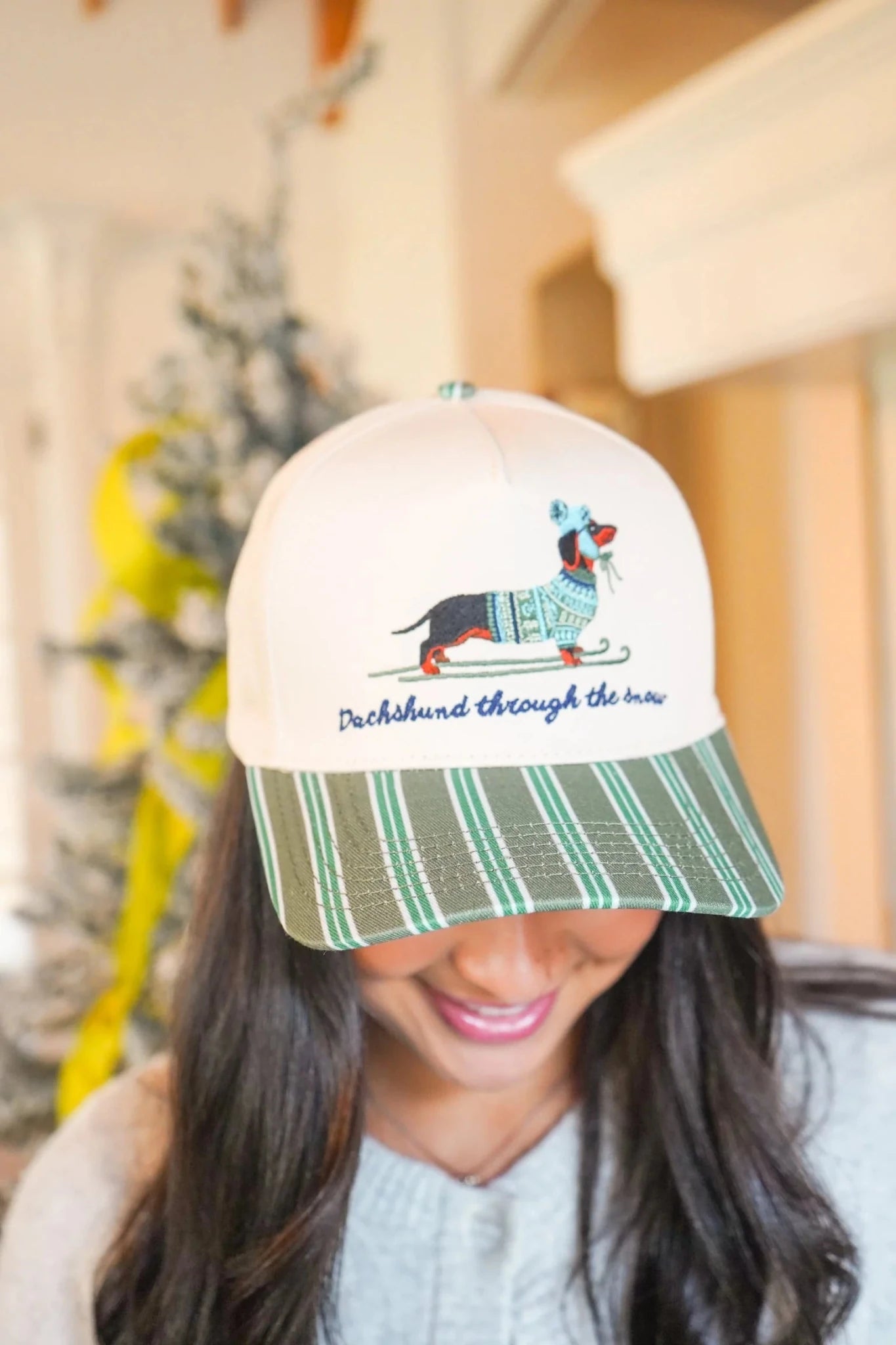 Dachshund Through the Snow Embroidered Trucker Hat
