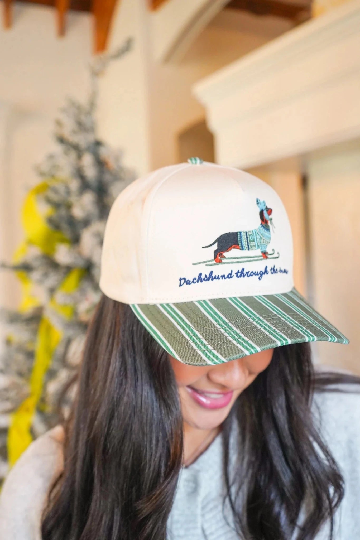 Dachshund Through the Snow Embroidered Trucker Hat
