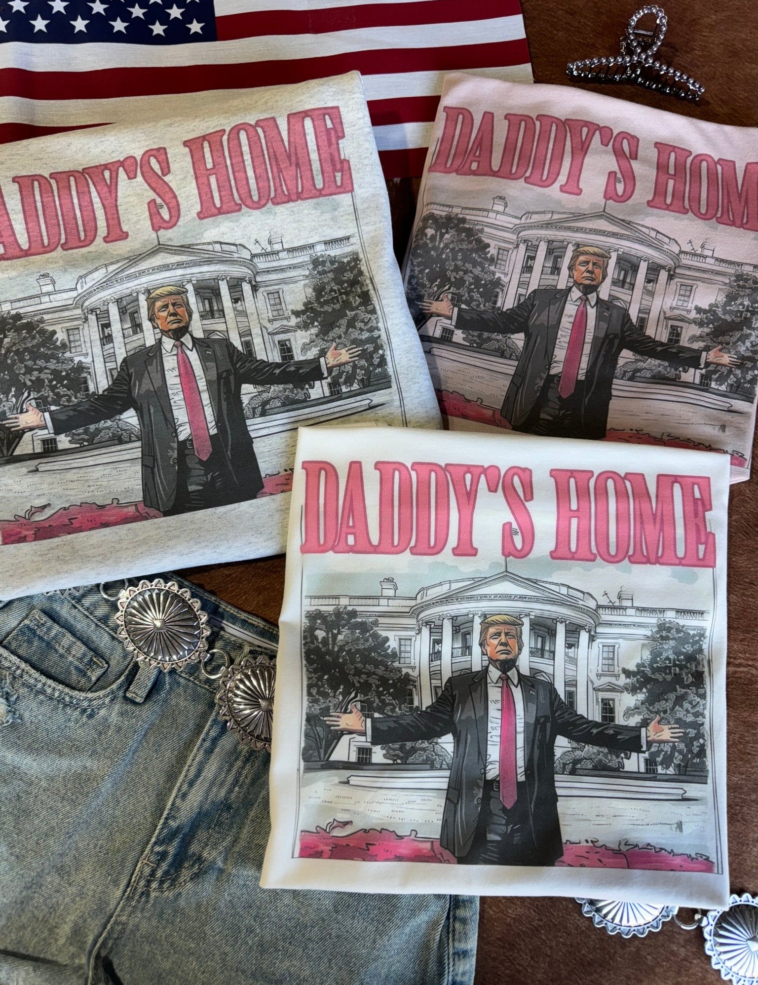 Daddys Home Trump Graphic SweatshirtOatmealS