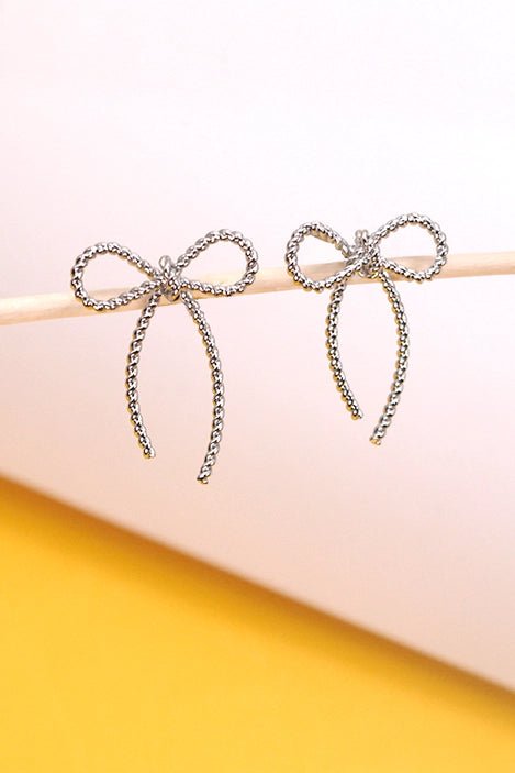 Dainty Silver Bow Earrings