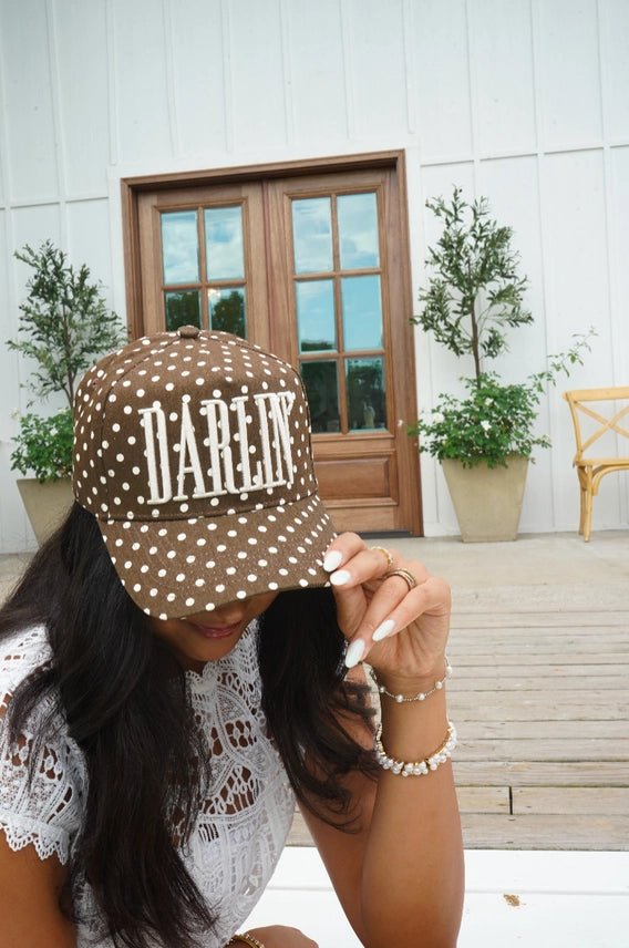 Darlin’ Polka Dot Embroidered Trucker Hat