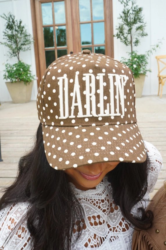 Darlin’ Polka Dot Embroidered Trucker Hat