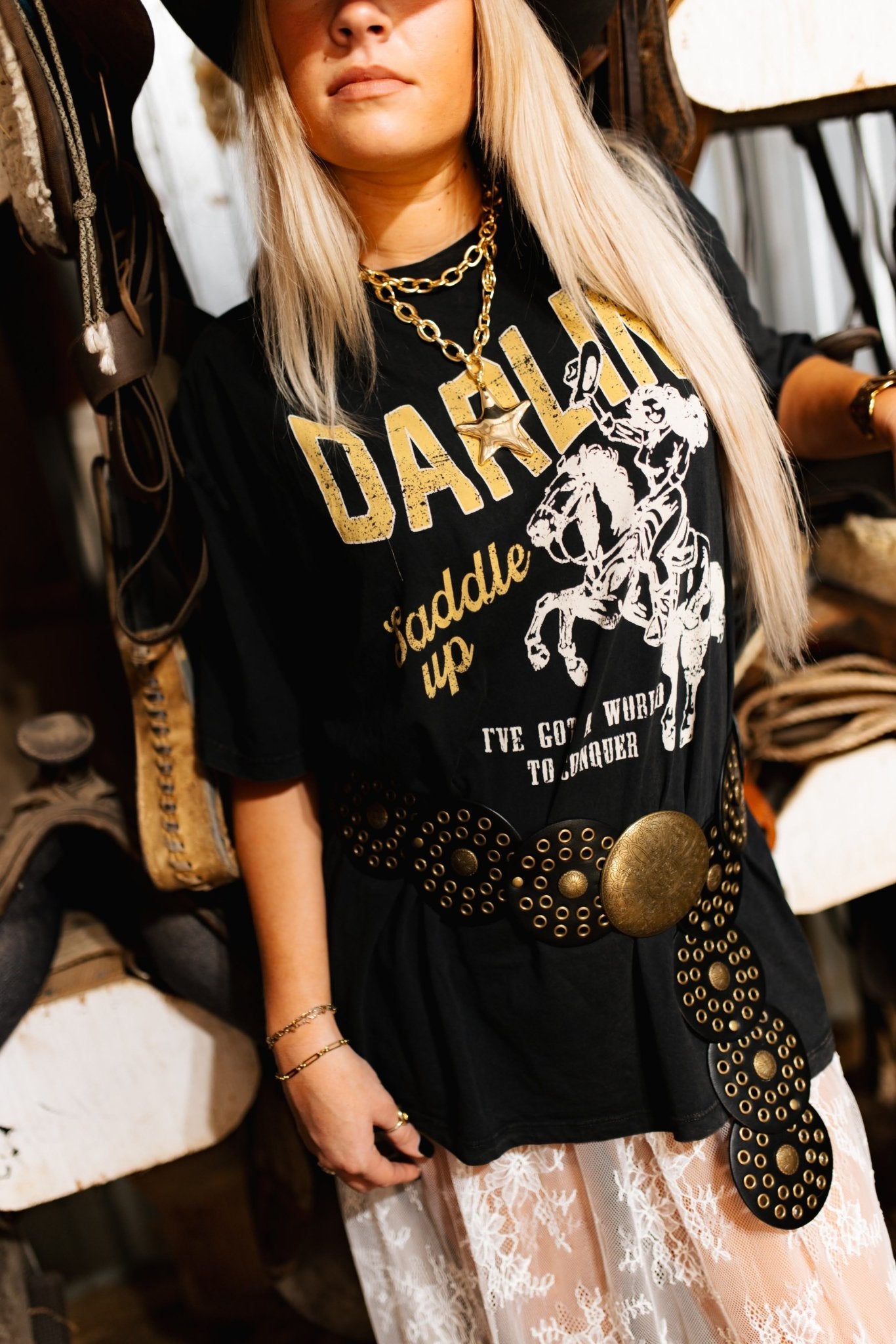 Darlin' Saddle Up Oversized Graphic TeeS