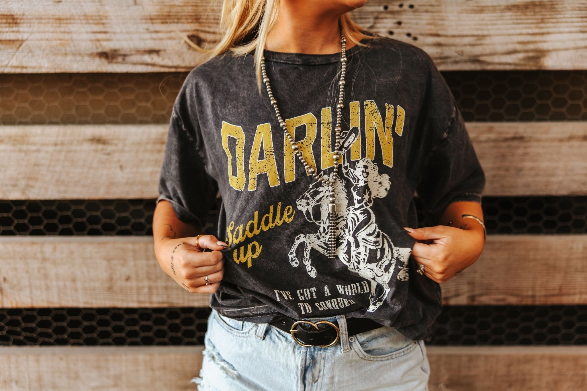 Darlin' Saddle Up Oversized Graphic TeeS
