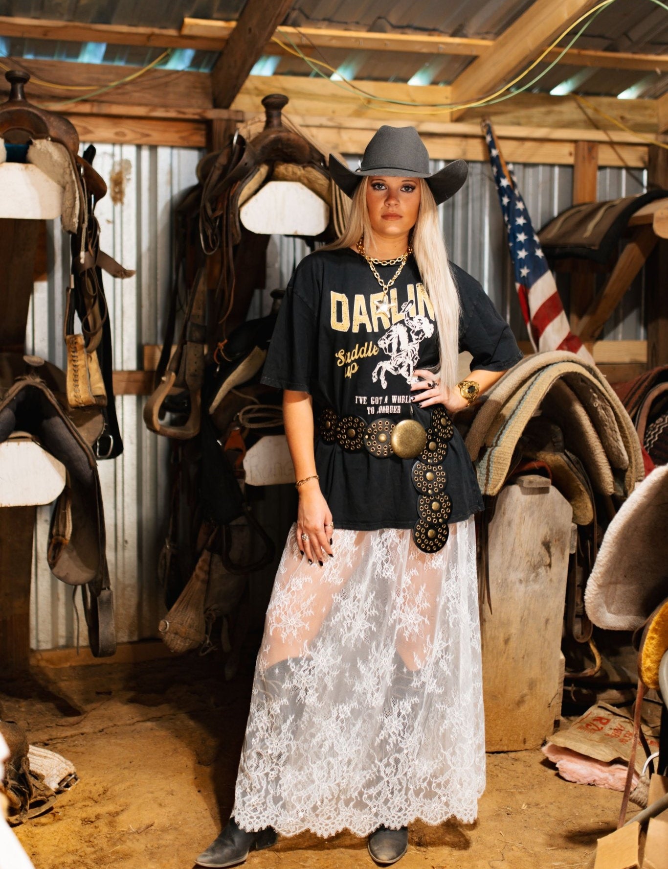 Darlin' Saddle Up Oversized Graphic TeeS