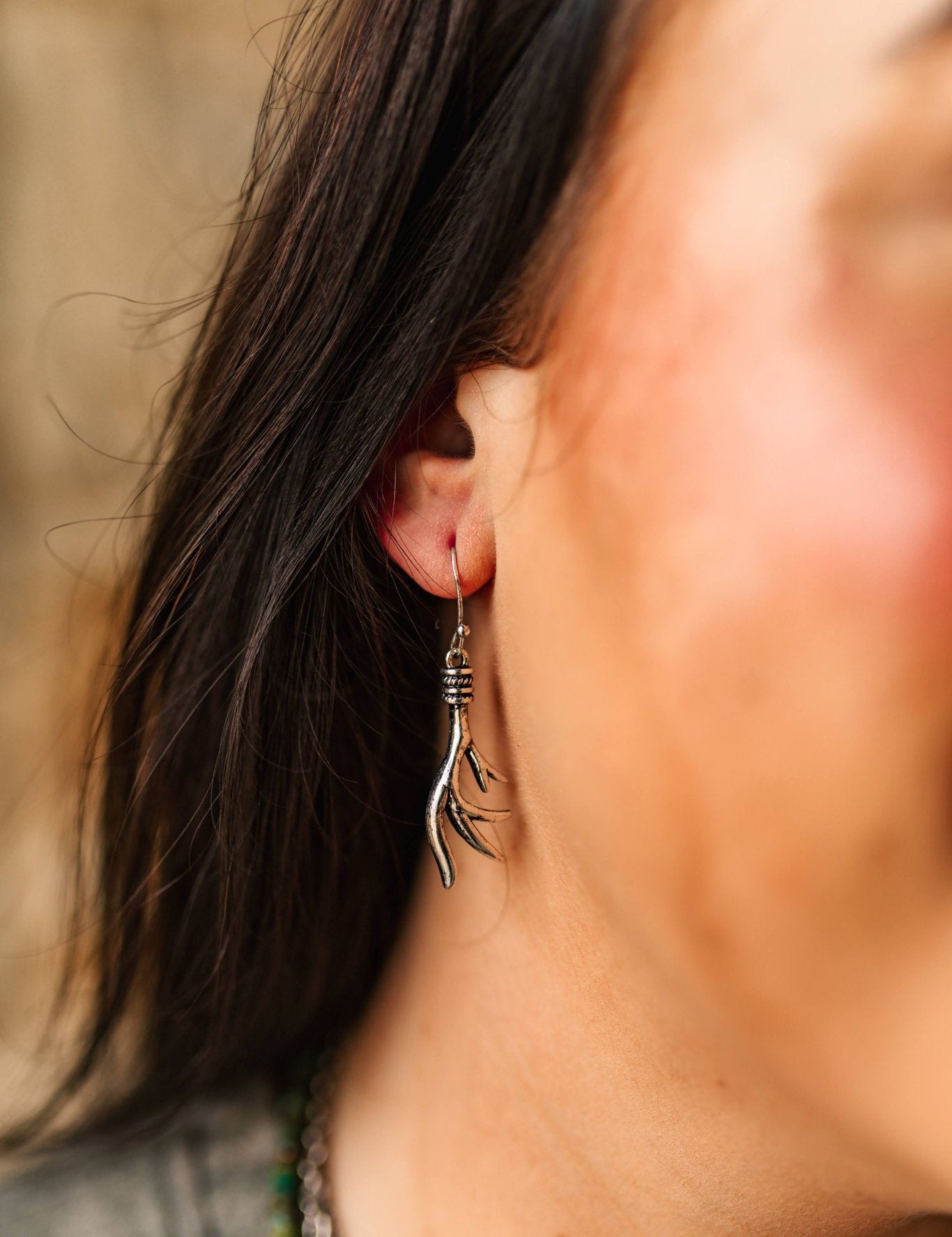 Deer Antler Dangle Earrings