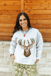 Deer Hunting Sequin SweatshirtOatmealS