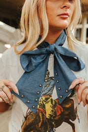 Denim Bow Dickey Collar