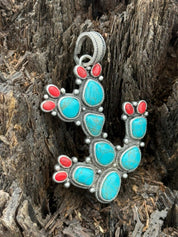 Desert Bloom Turquoise Cactus Pendant