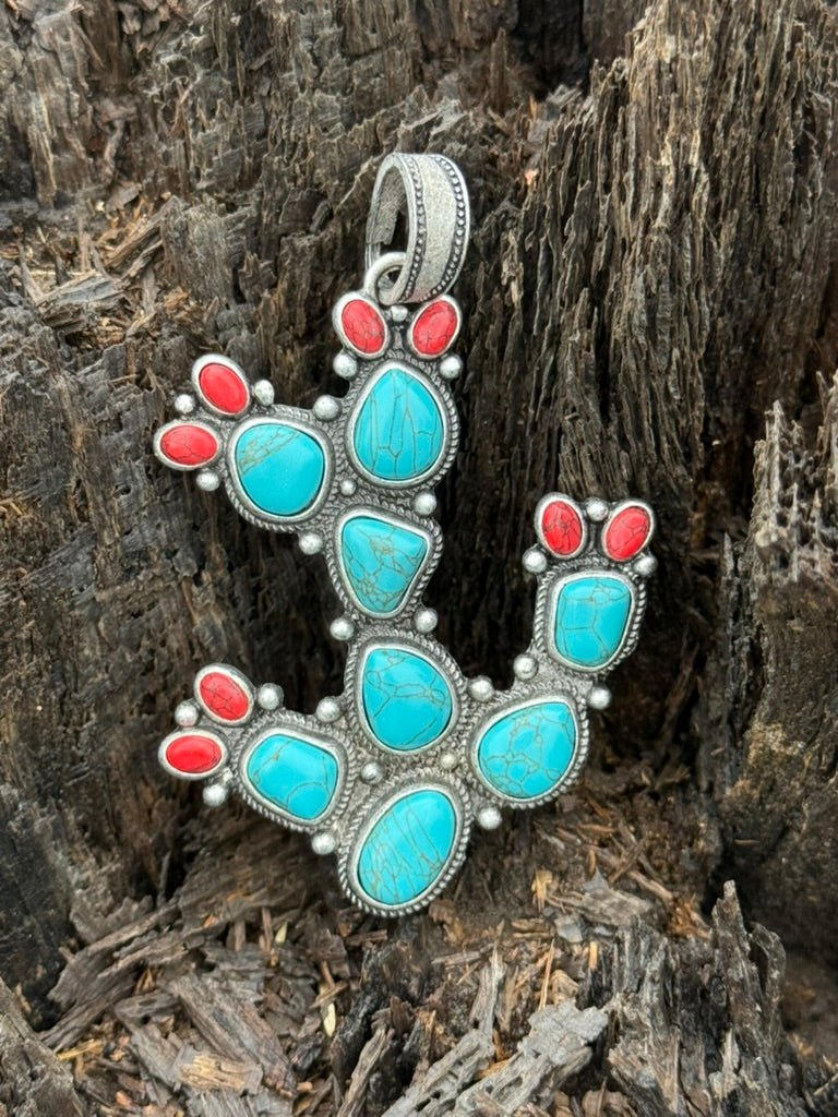 Desert Bloom Turquoise Cactus Pendant