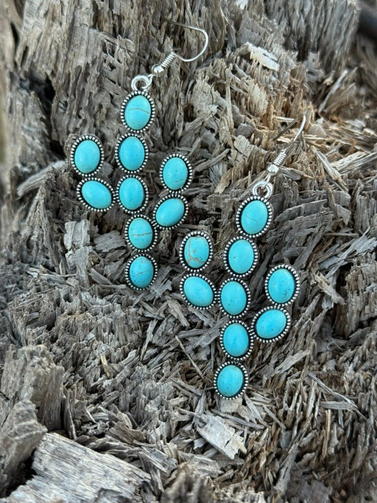 Desert Cactus Turquoise Dangle Earrings