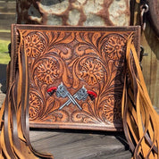 Desert Duel Tooled Leather Crossbody Bag