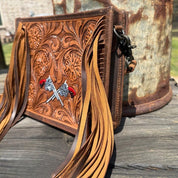 Desert Duel Tooled Leather Crossbody Bag
