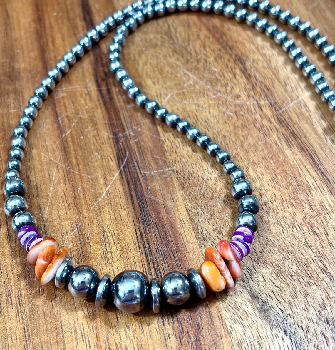 Desert Dusk Spiny Oyster Beaded Necklace