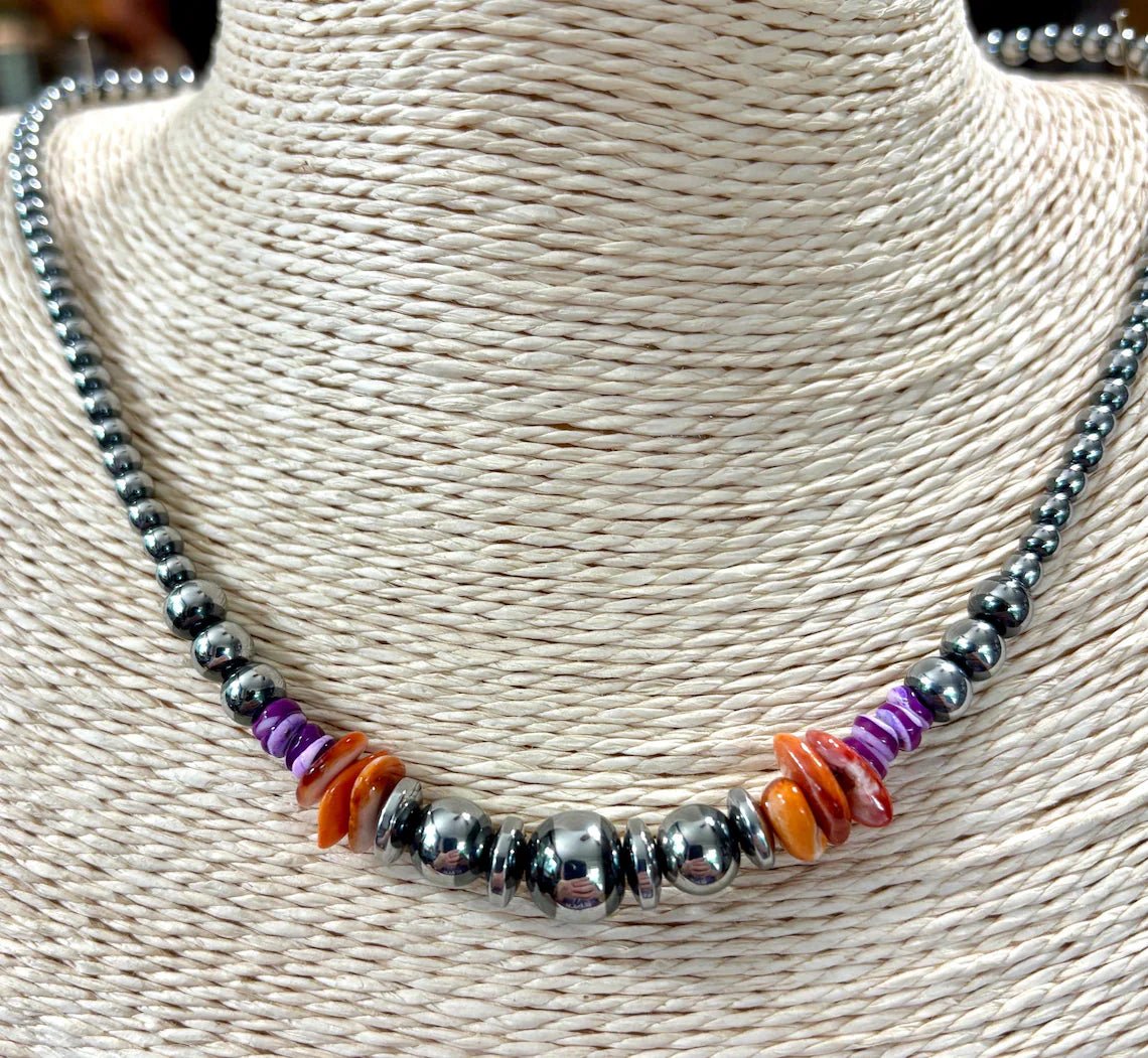 Desert Dusk Spiny Oyster Beaded Necklace
