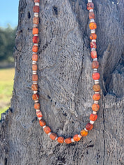 Desert Ember Beaded Shell Necklace