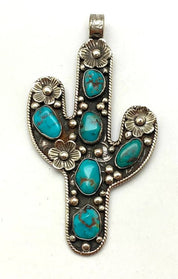 Desert Flora Turquoise Cactus Pendant