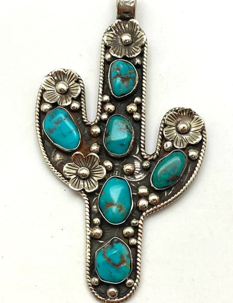 Desert Flora Turquoise Cactus Pendant