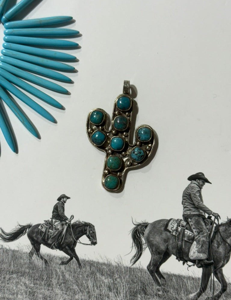 Desert Flora Turquoise Cactus Pendant