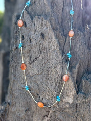 Desert Harmony Spiny Oyster And Turquoise Necklace