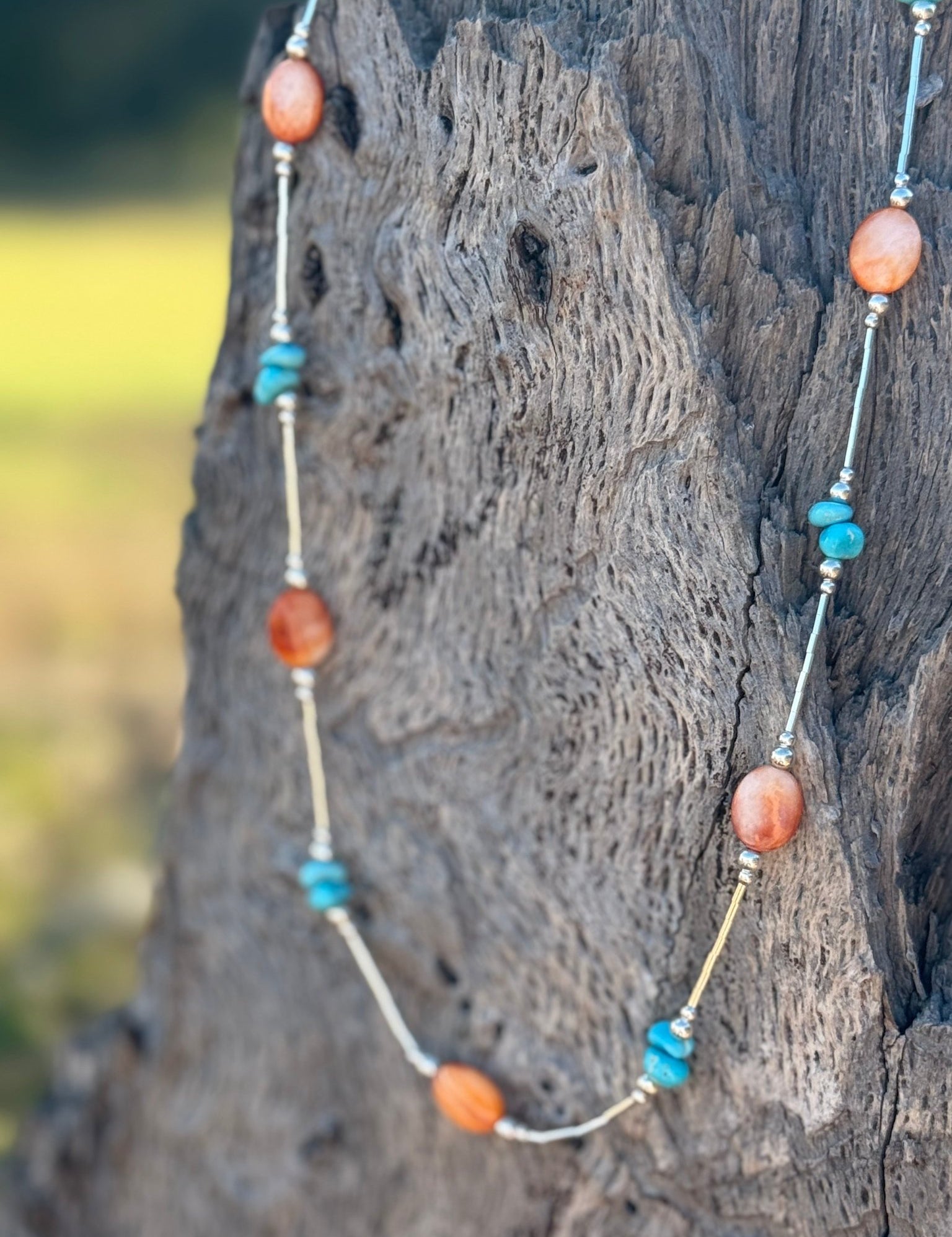 Desert Harmony Spiny Oyster And Turquoise Necklace