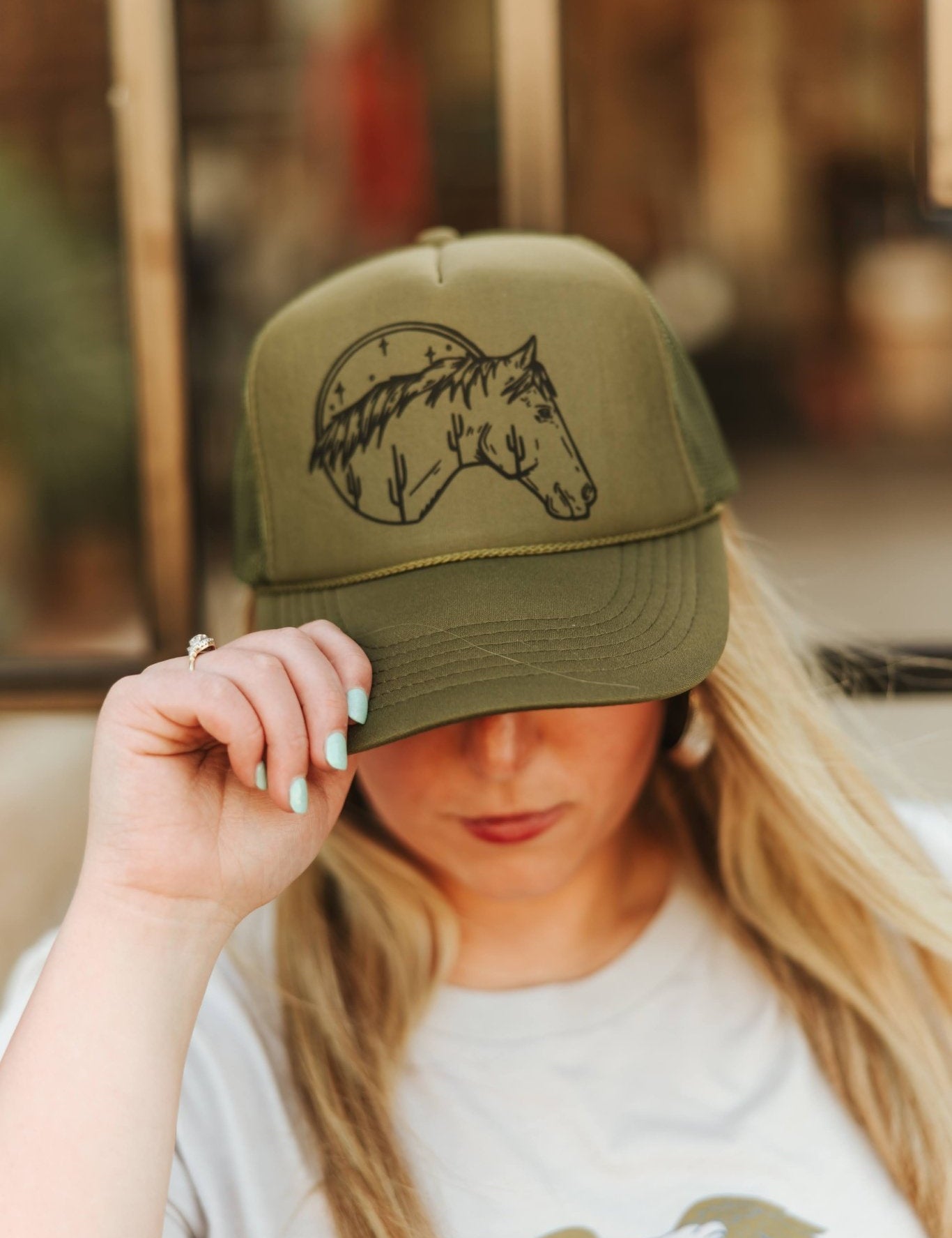 Desert Horse Trucker HatOlive