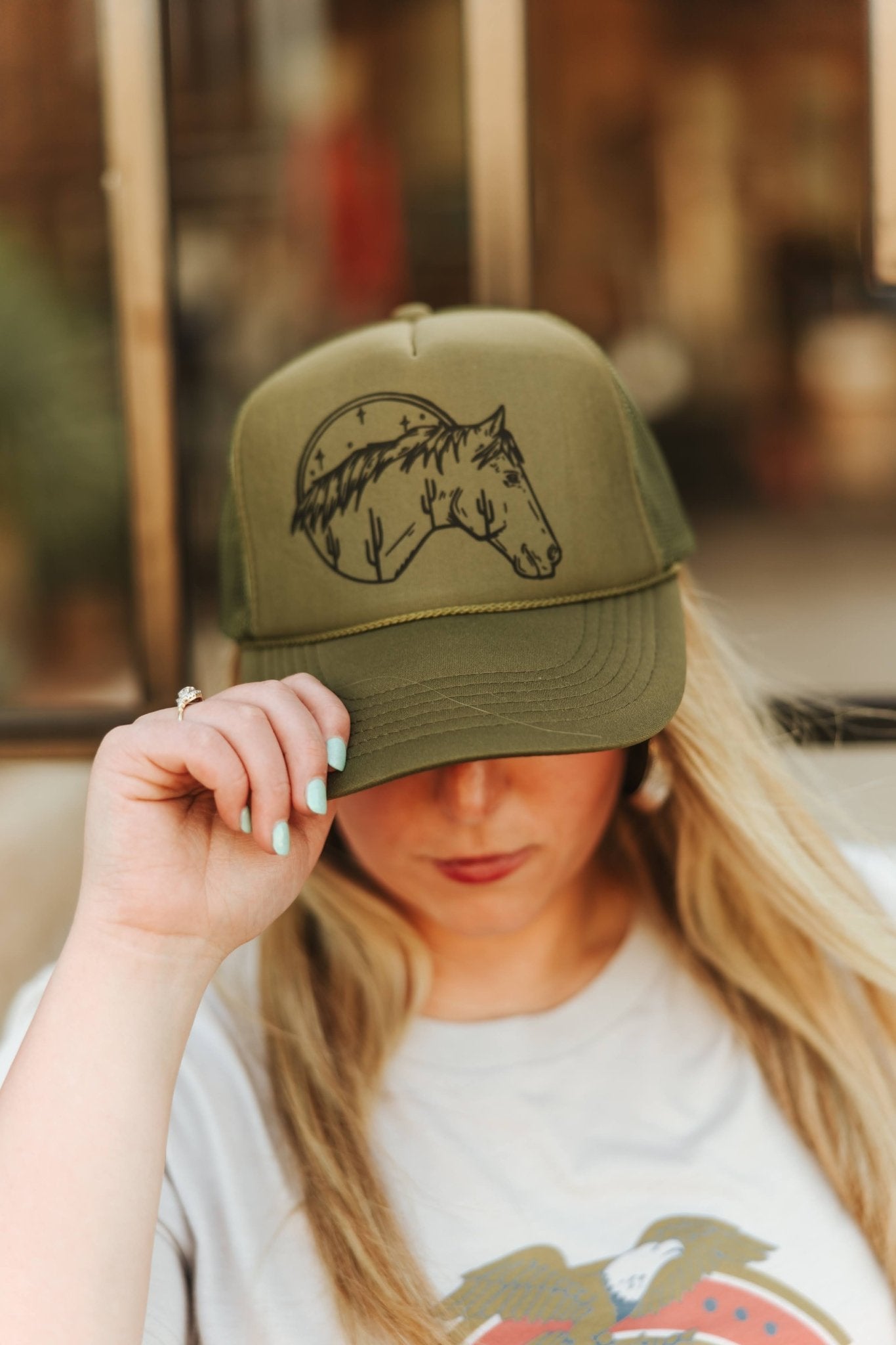 Desert Horse Trucker HatOlive