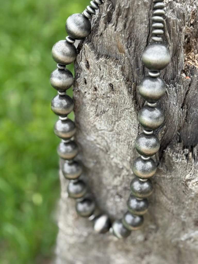 Desert Moon Silver Beaded Necklace