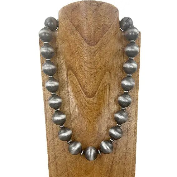Desert Moon Silver Beaded Necklace