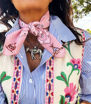 Desert Rose Embroidered Paisley Bandana