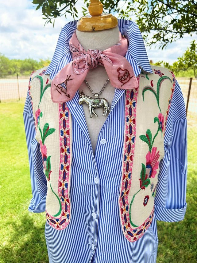 Desert Rose Embroidered Paisley Bandana