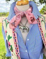 Desert Rose Embroidered Paisley Bandana