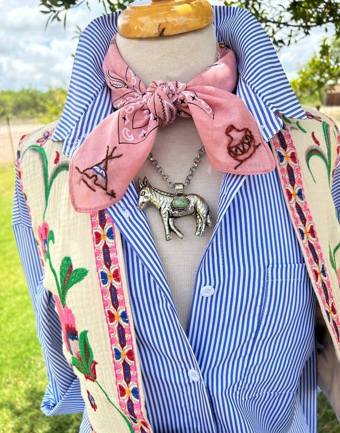 Desert Rose Embroidered Paisley Bandana