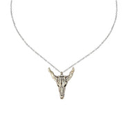 Desert Steer Skull Pendant NecklaceSilver