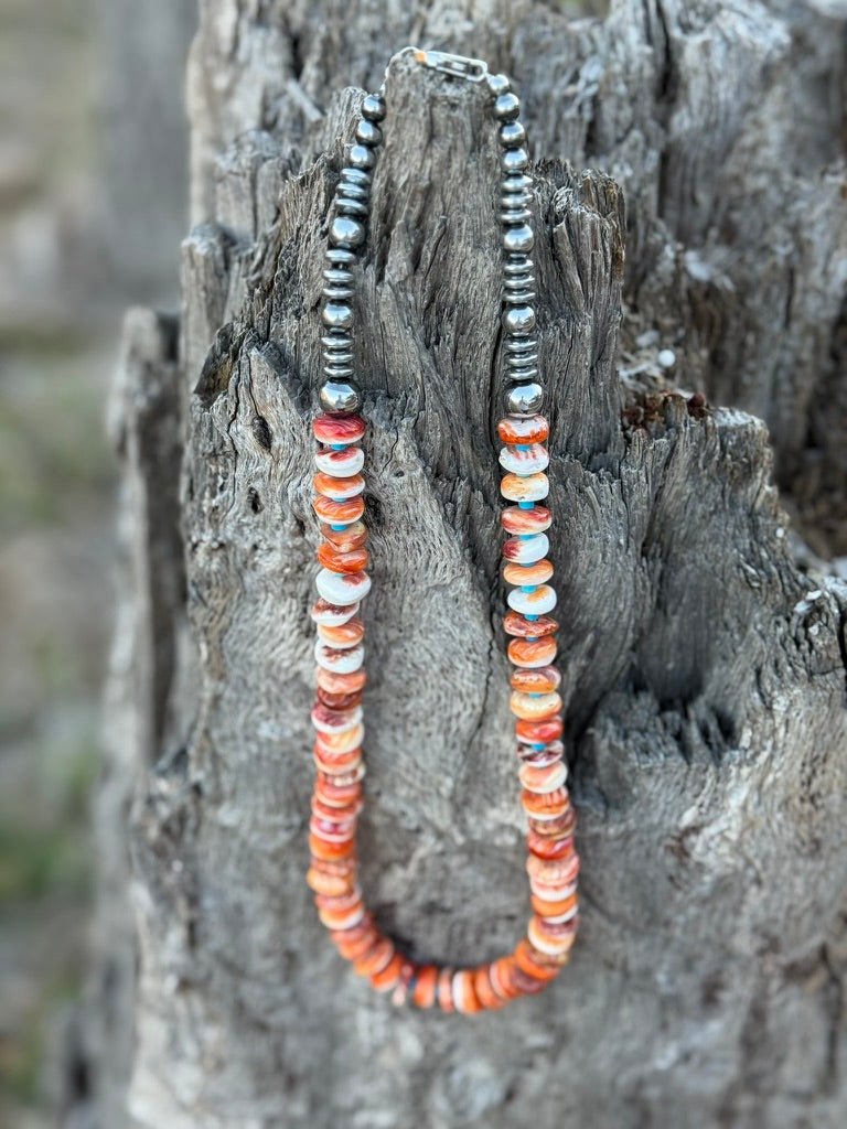 Desert Sunset Spiny Oyster Disc Necklace