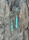 Diamond Concho Turquoise Rod Earrings