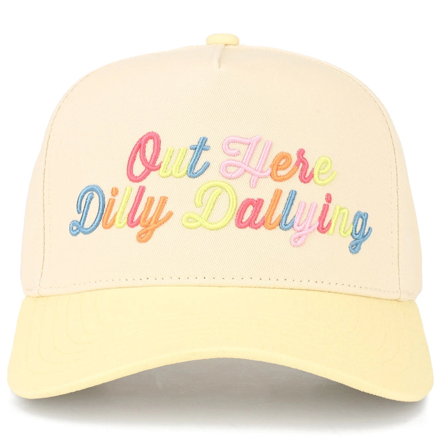 Out Here Dilly Dallying Embroidered Trucker HatYellow