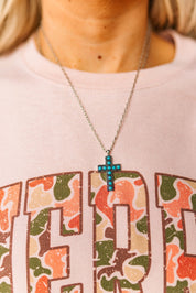 Dotted Cross Turquoise Necklace