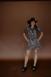 Retro Rodeo Puff Sleeve Dress