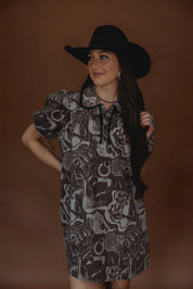 Retro Rodeo Puff Sleeve Dress