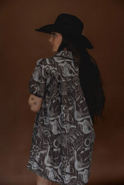 Retro Rodeo Puff Sleeve Dress