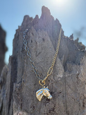 Dual Track Stallion Gold Plated Necklace