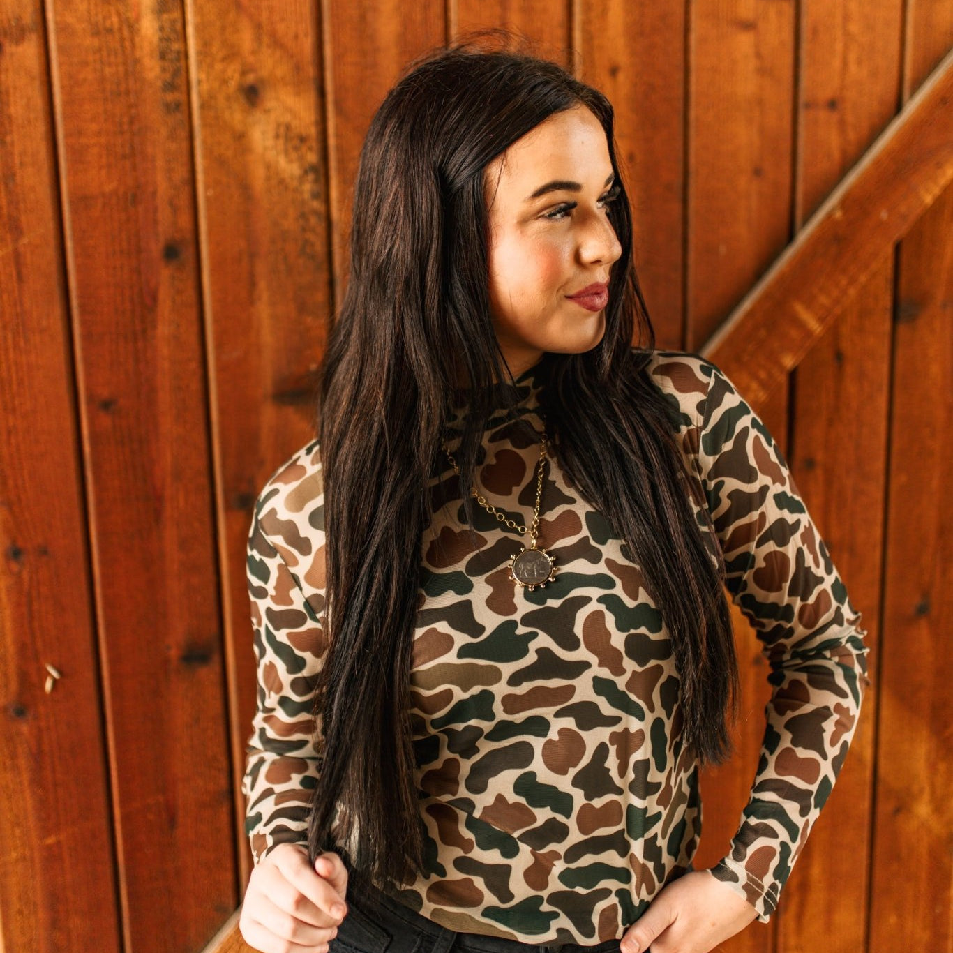 Duck Camo Long Sleeve Mesh TopS