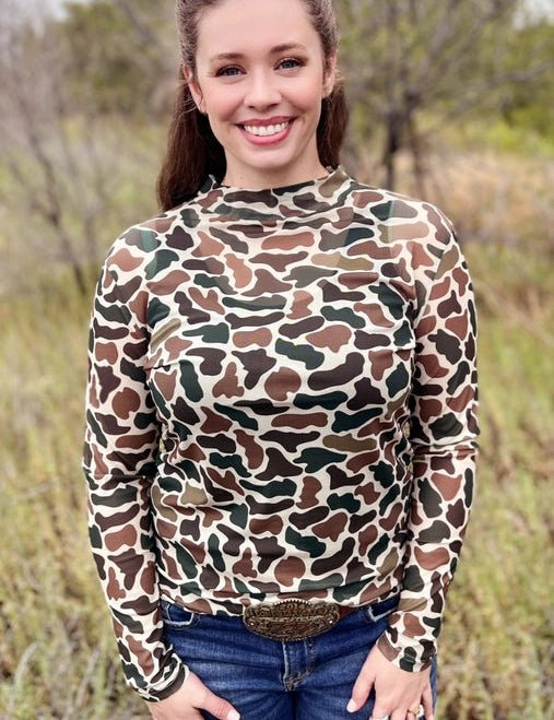 Duck Camo Long Sleeve Mesh TopS